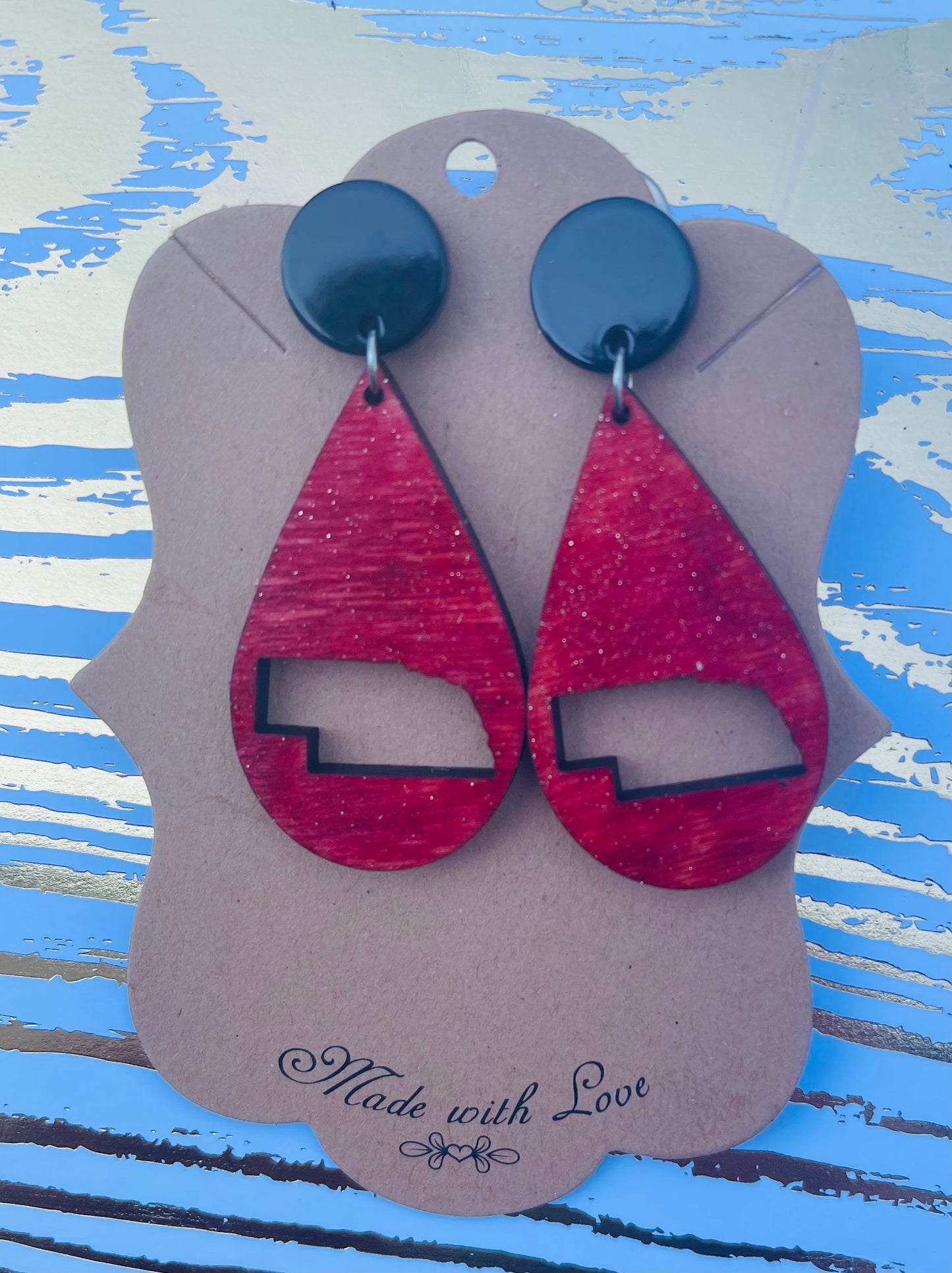 Hand Painted Wooden Nebraska Drops