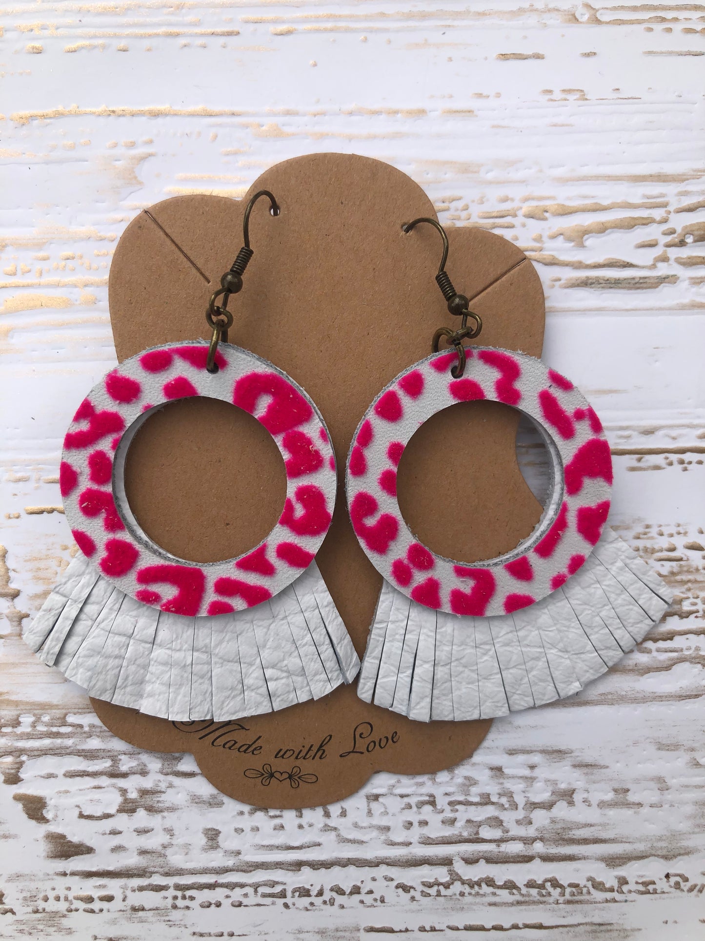 Ring of Fire Neon Cork and Genuine Leather Earrings