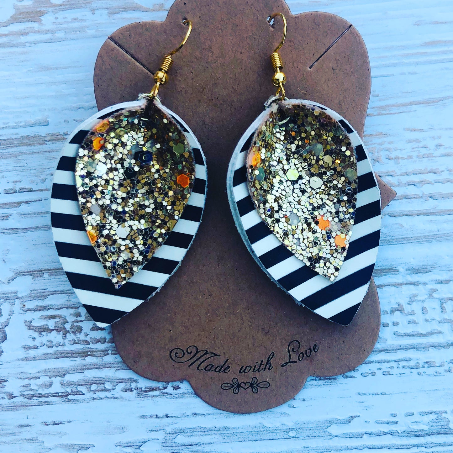 Double Layer Leaf Faux Earrings