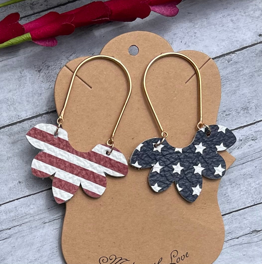 Patriotic Stella Leather Rose Gold Earrings