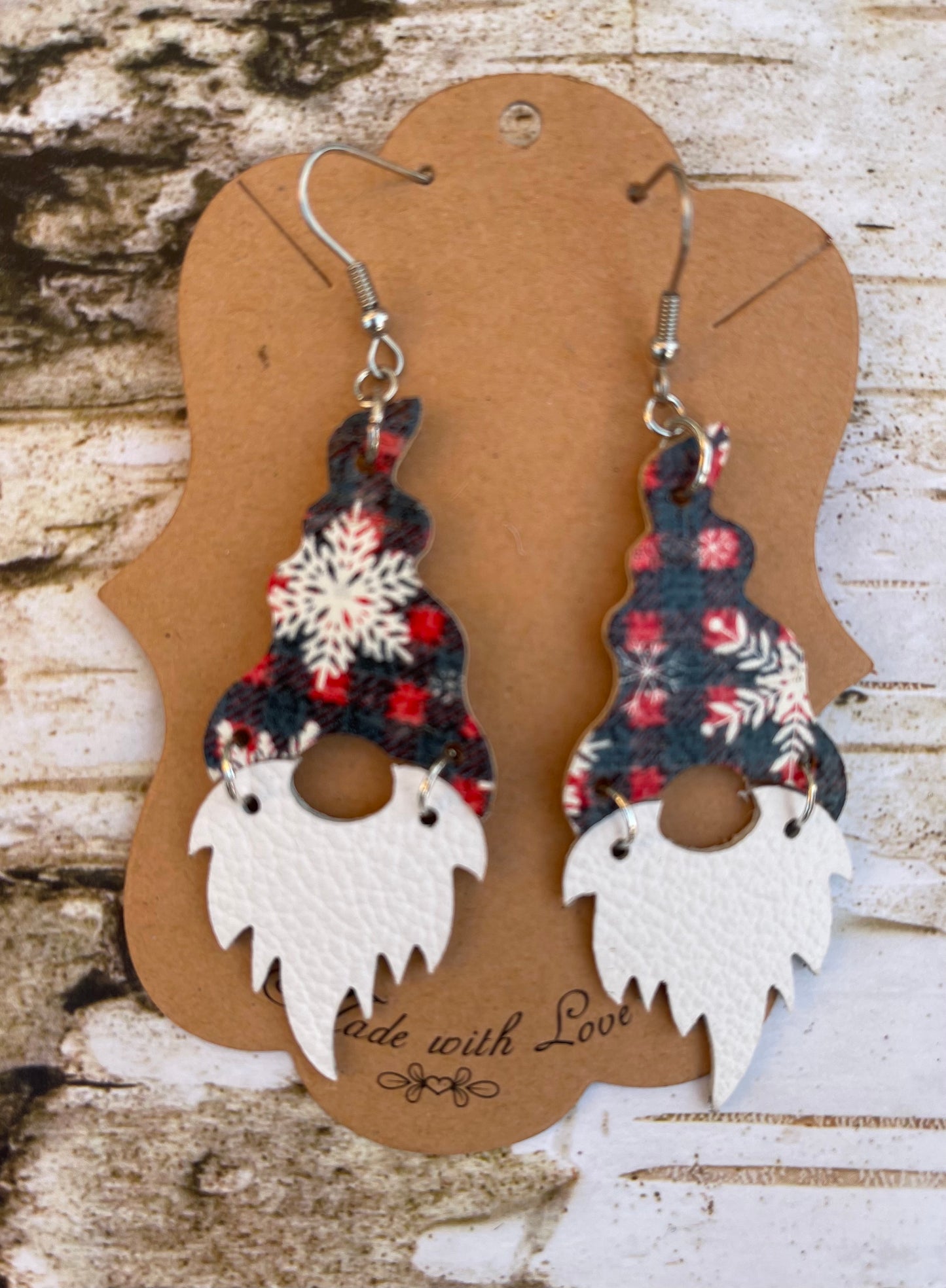 Buffalo Plaid Christmas Gnome Earrings