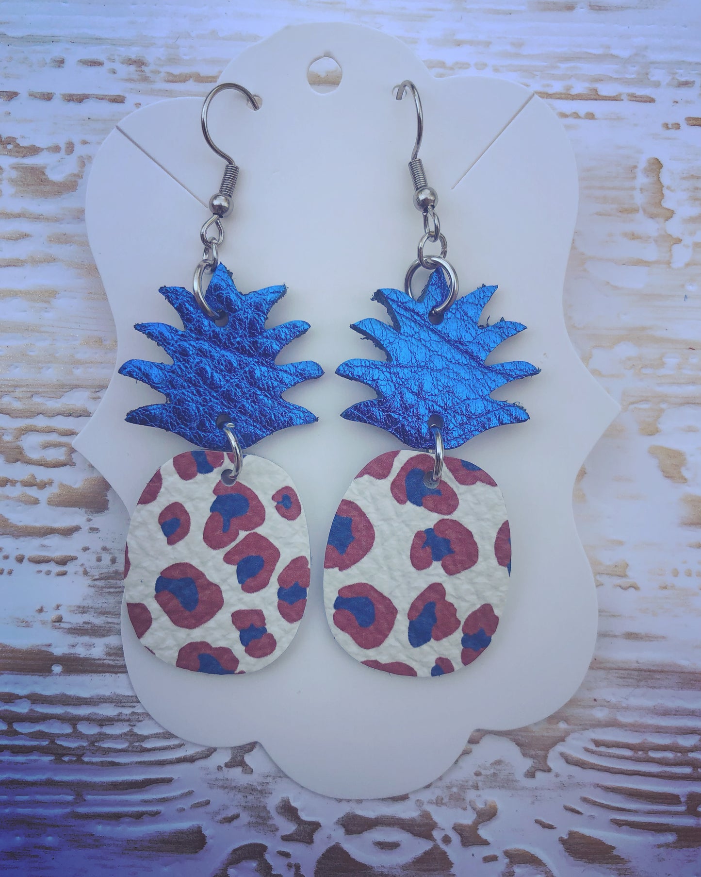 Patriotic Leopard Pineapple Earrings