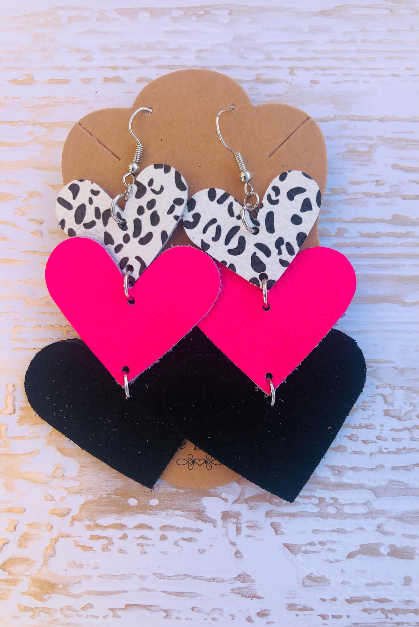 2.5” Genuine Leather Trio of Hearts