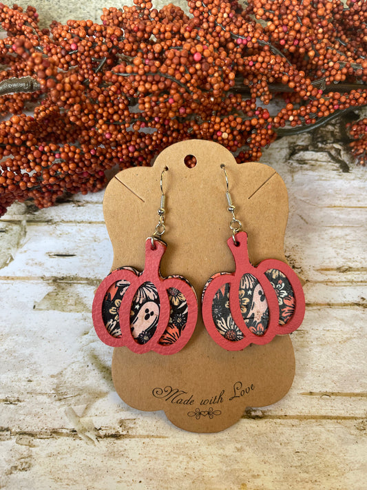 Mini Layered Ghost Pumpkin Earrings