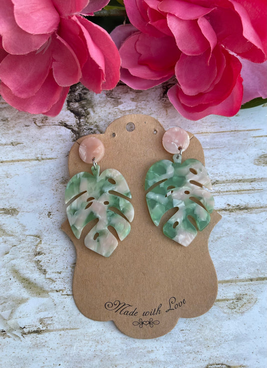 Monstera Leaf Acrylic  Earrings