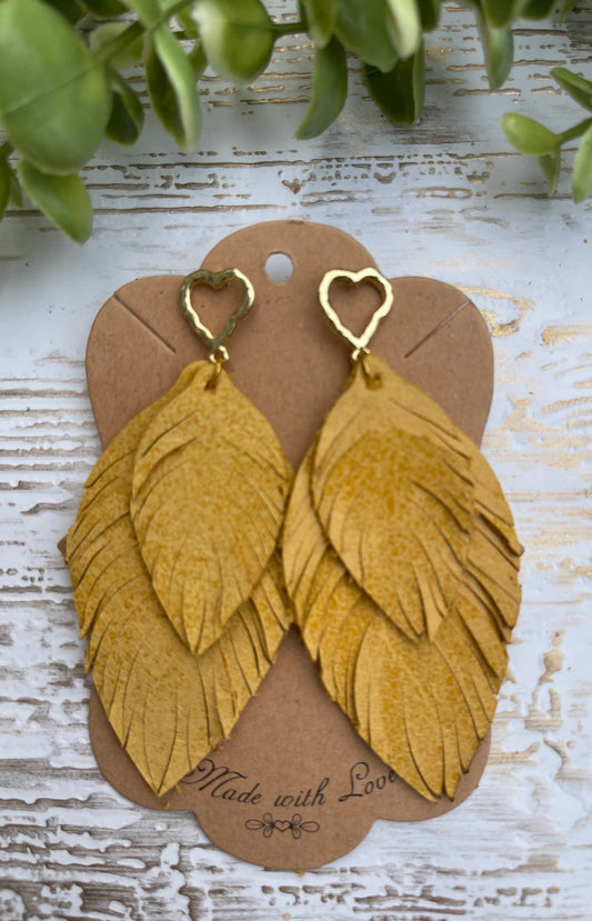 Boho Double Feather Earrings