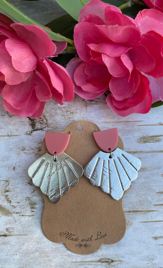 Silver Shell Embossed Earrings