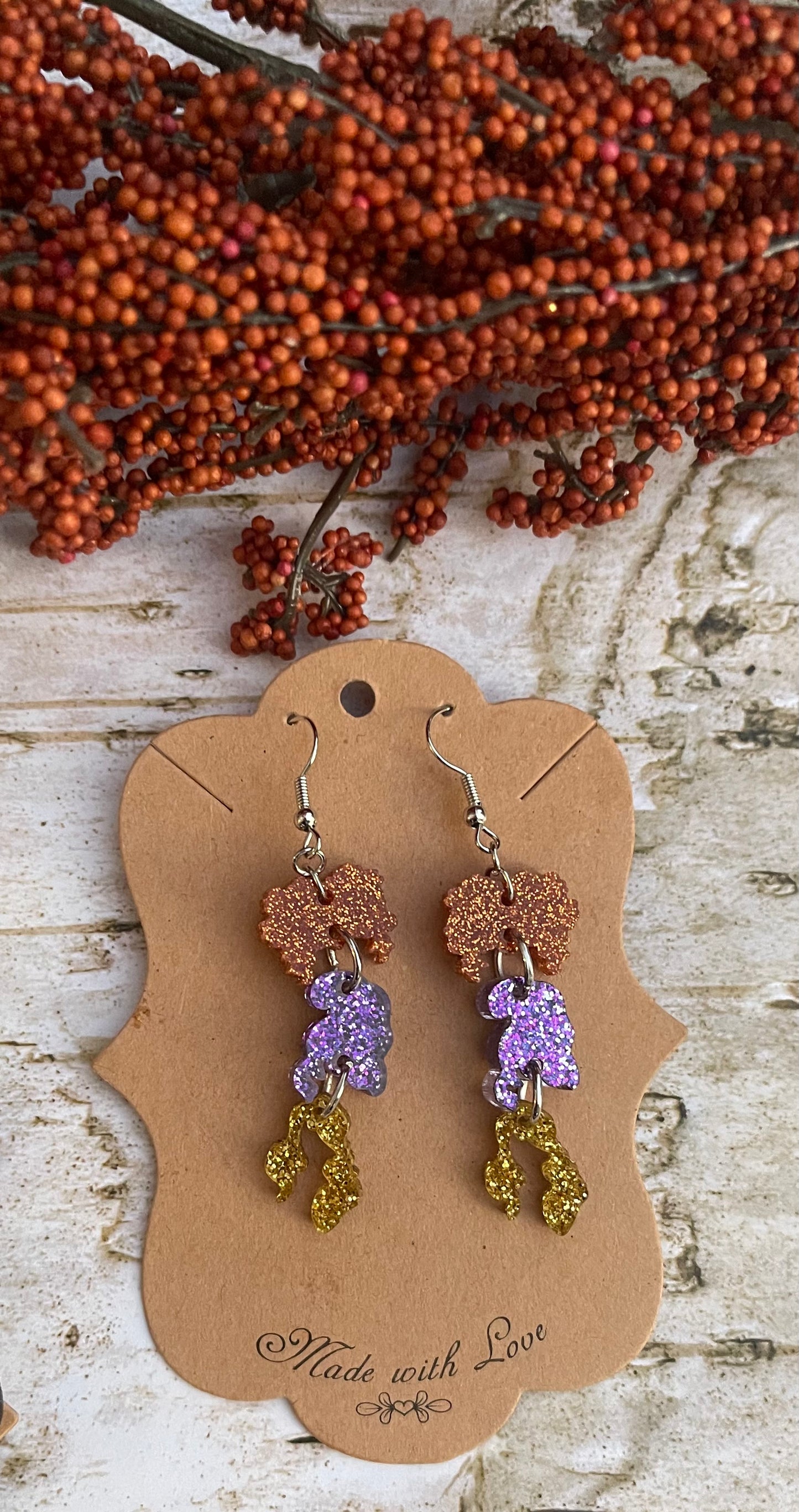 Three Sisters Glitter Acrylic Earrings