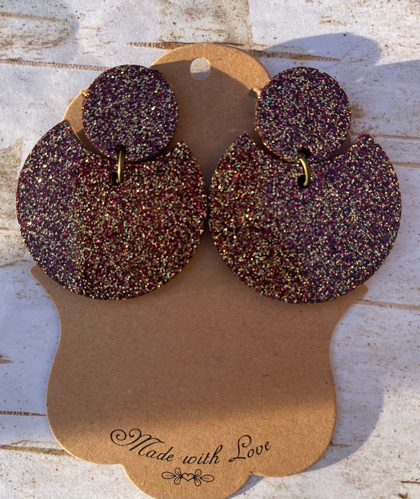 Merlot Sparkle Resin Earrings