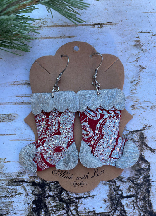 Christmas Cheer Red Stocking Earrings