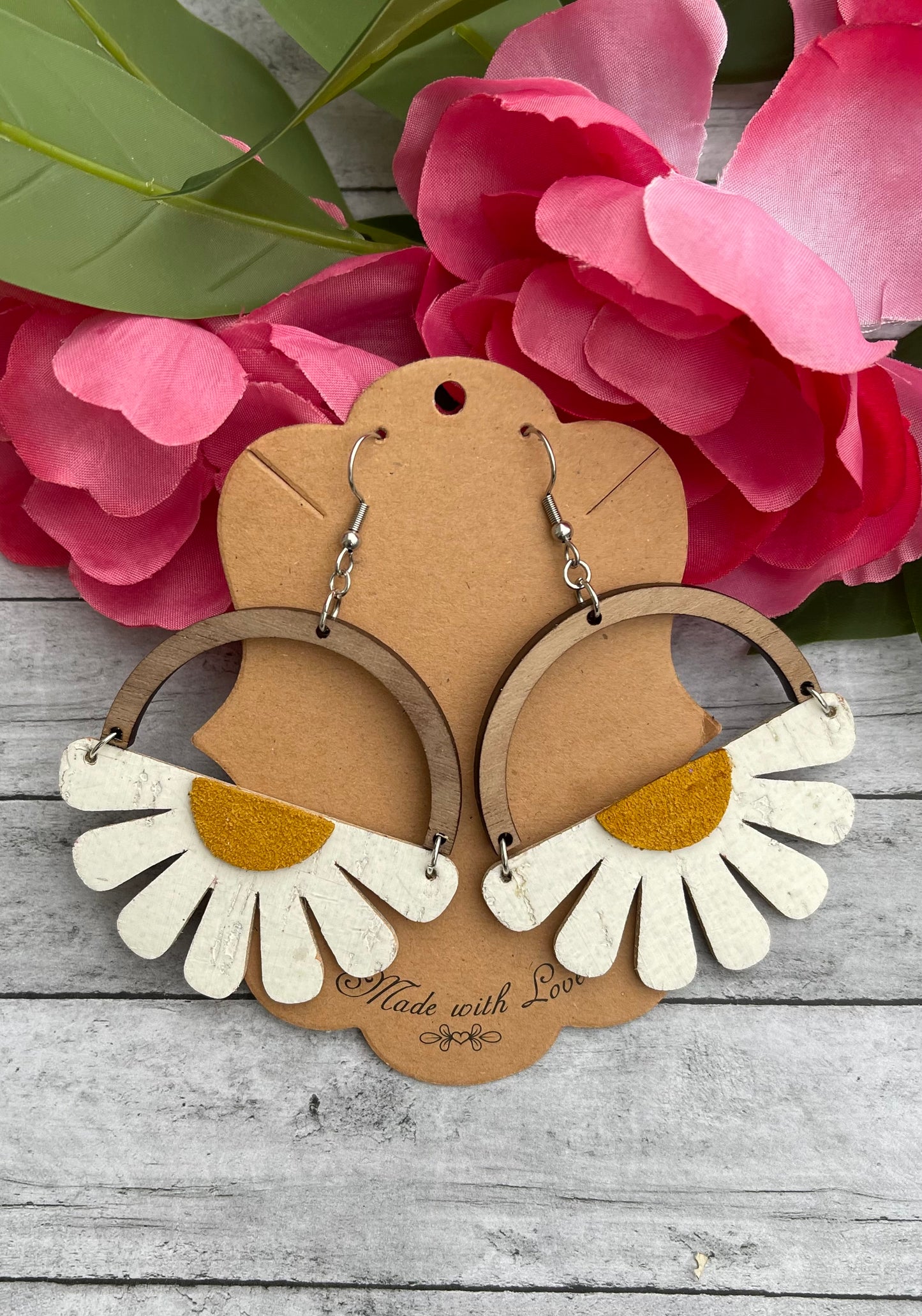 Rustic Split Daisy Earrings