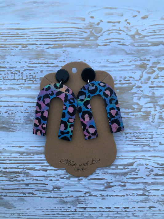 Neon Leopard Magnet Earrings