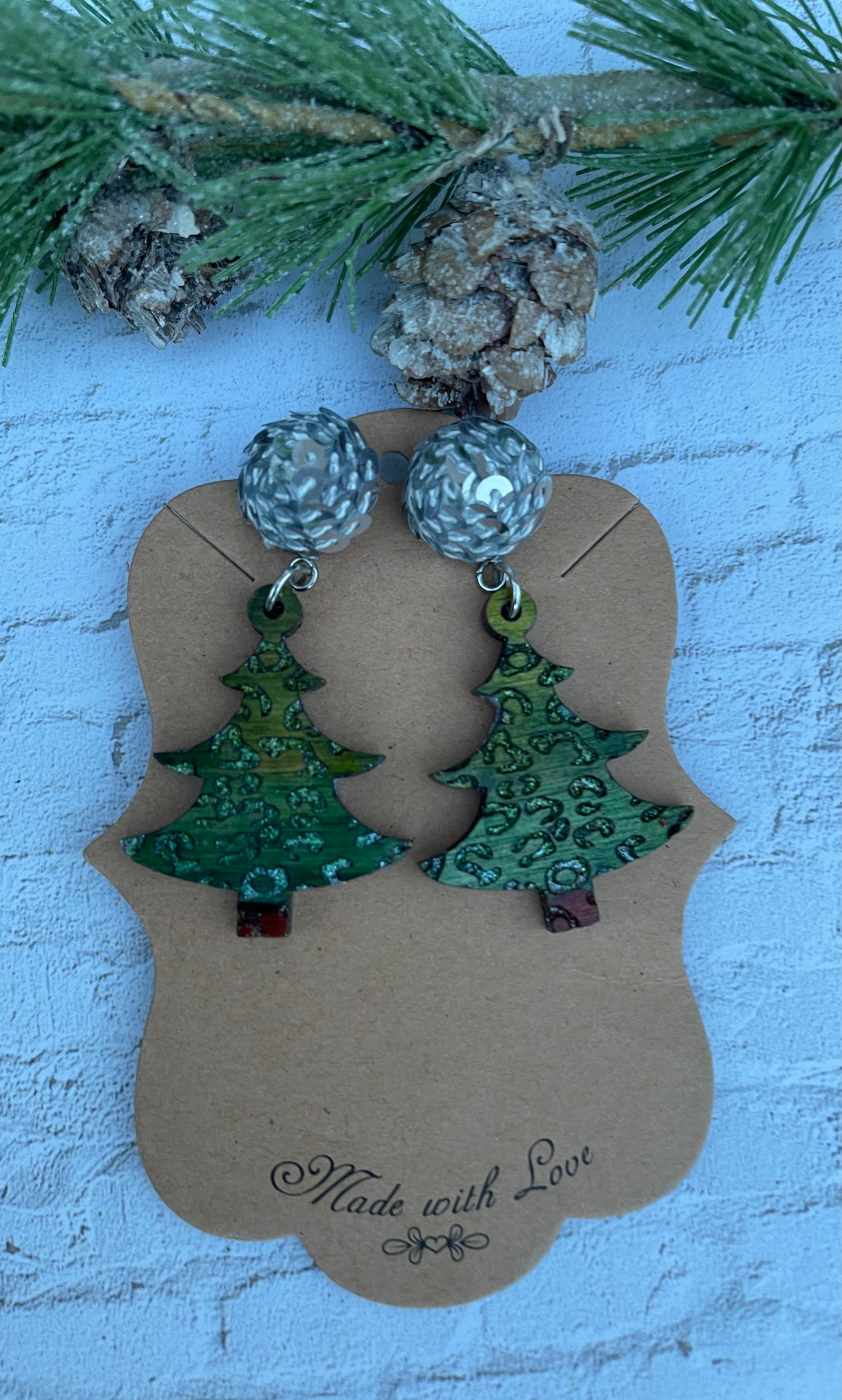 Leopard Christmas Earrings