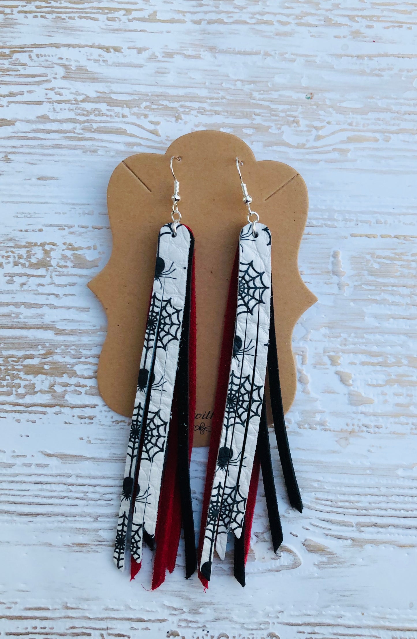 Harlequin Genuine Leather Double Layered Fringe Earrings