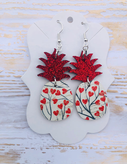 Tangle Hearts Valentine Pineapple Earrings