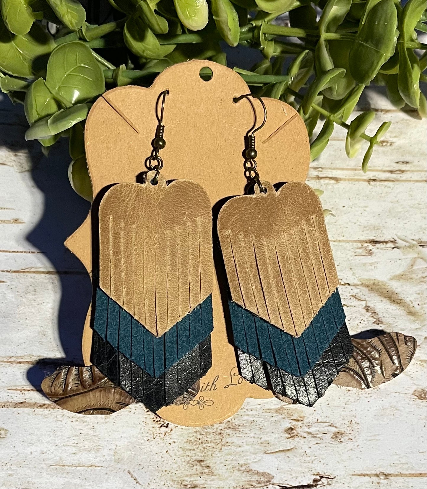 Cowboy Boot Teal Fringe Earrings