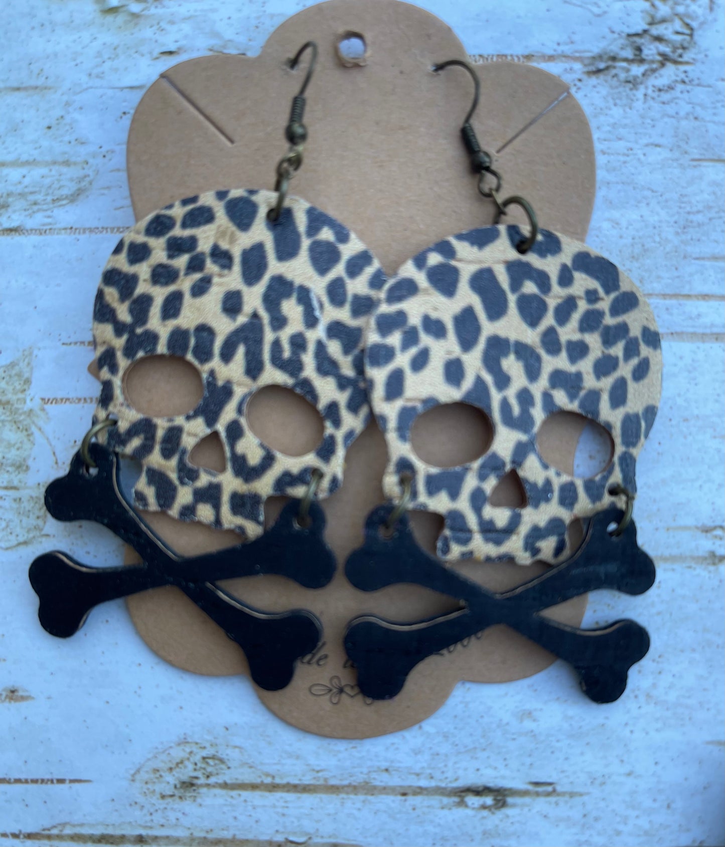 Skull and Crossbones Cheetah Earrings