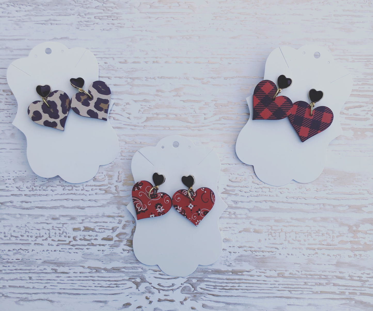 Patterned Wooden Valentine Dangles