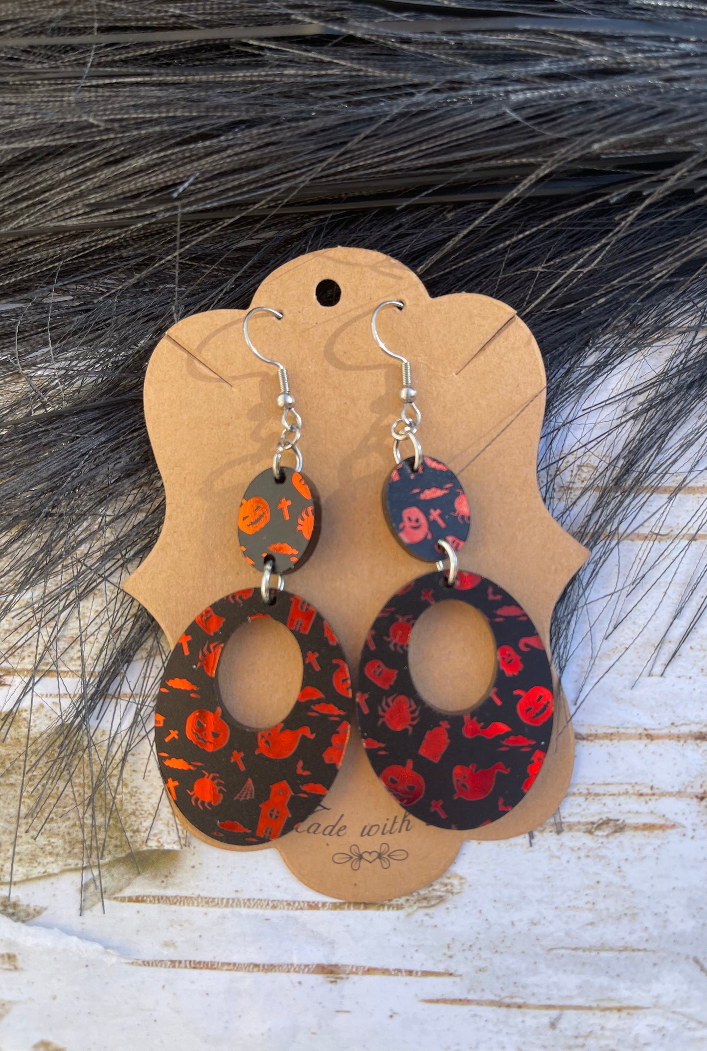 Oval Drop Color Shift Halloween Earring