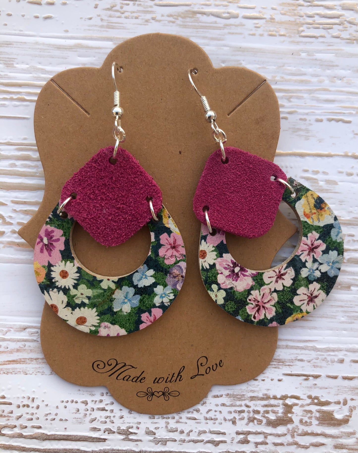 Daisy Pink Flower Hoops