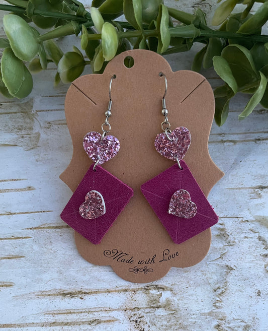 Magenta Love Letter Earrings