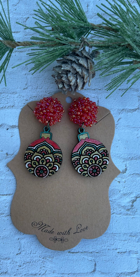 Mini Mandala Christmas Ornament Earrings