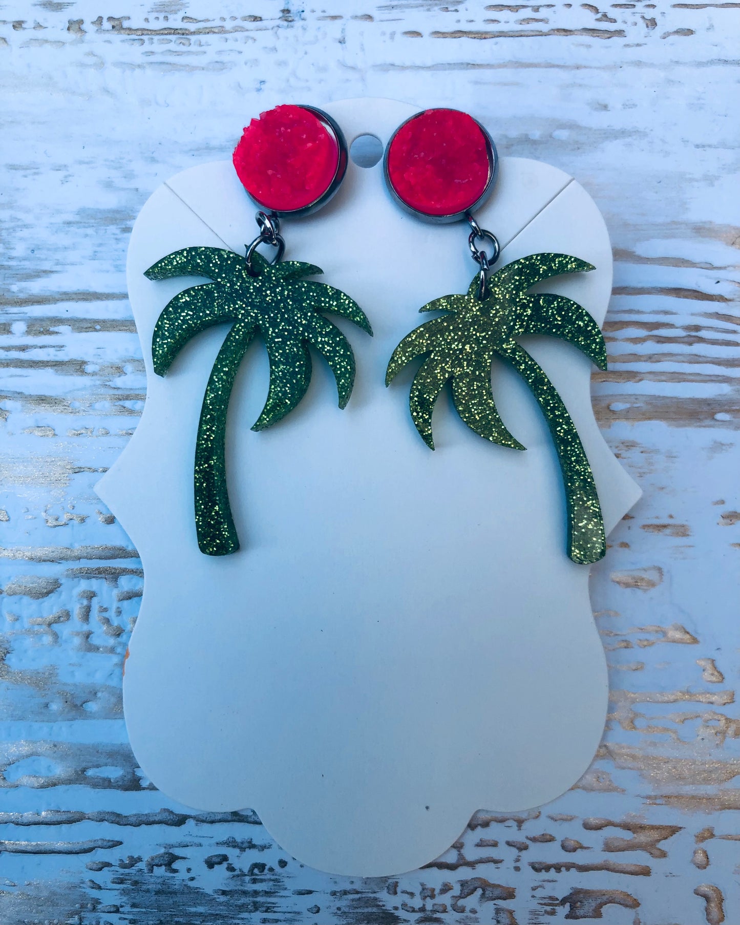 Tropical Sunset Palm Tree Earrings