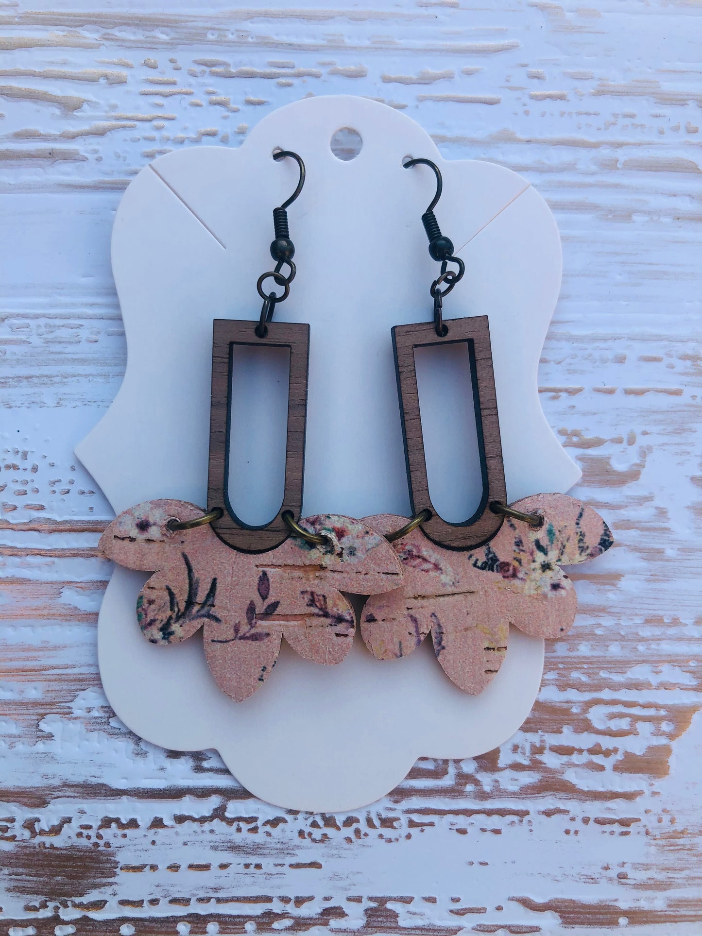 Country Chic Rose Antler Cork and Wood Stella Earrings