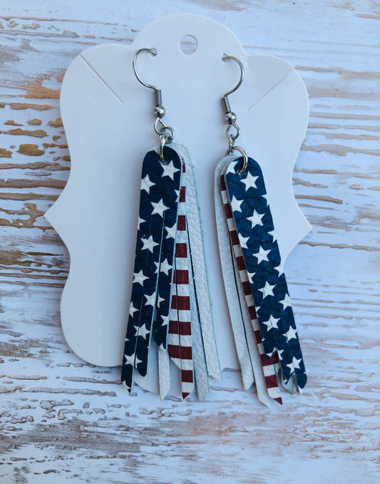 2.75” Stars and Stripes Triple Layer Earrings