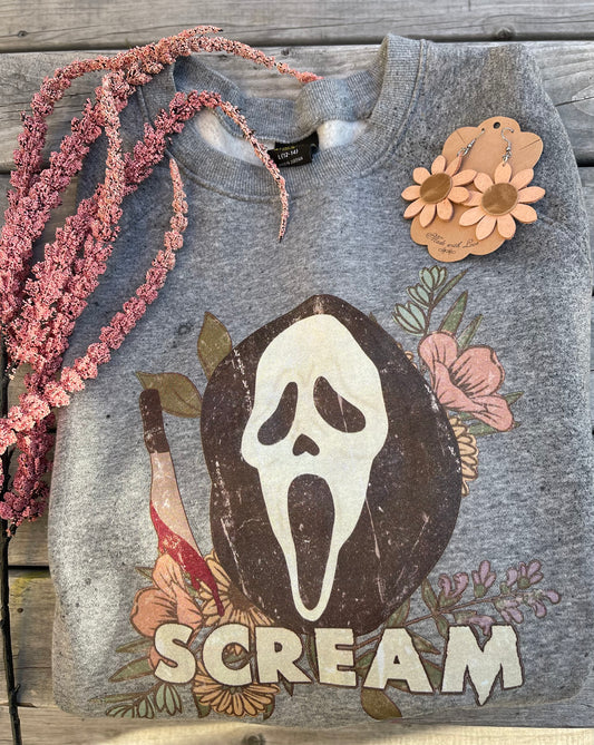 Floral Scream Sweatshirt and Earrings