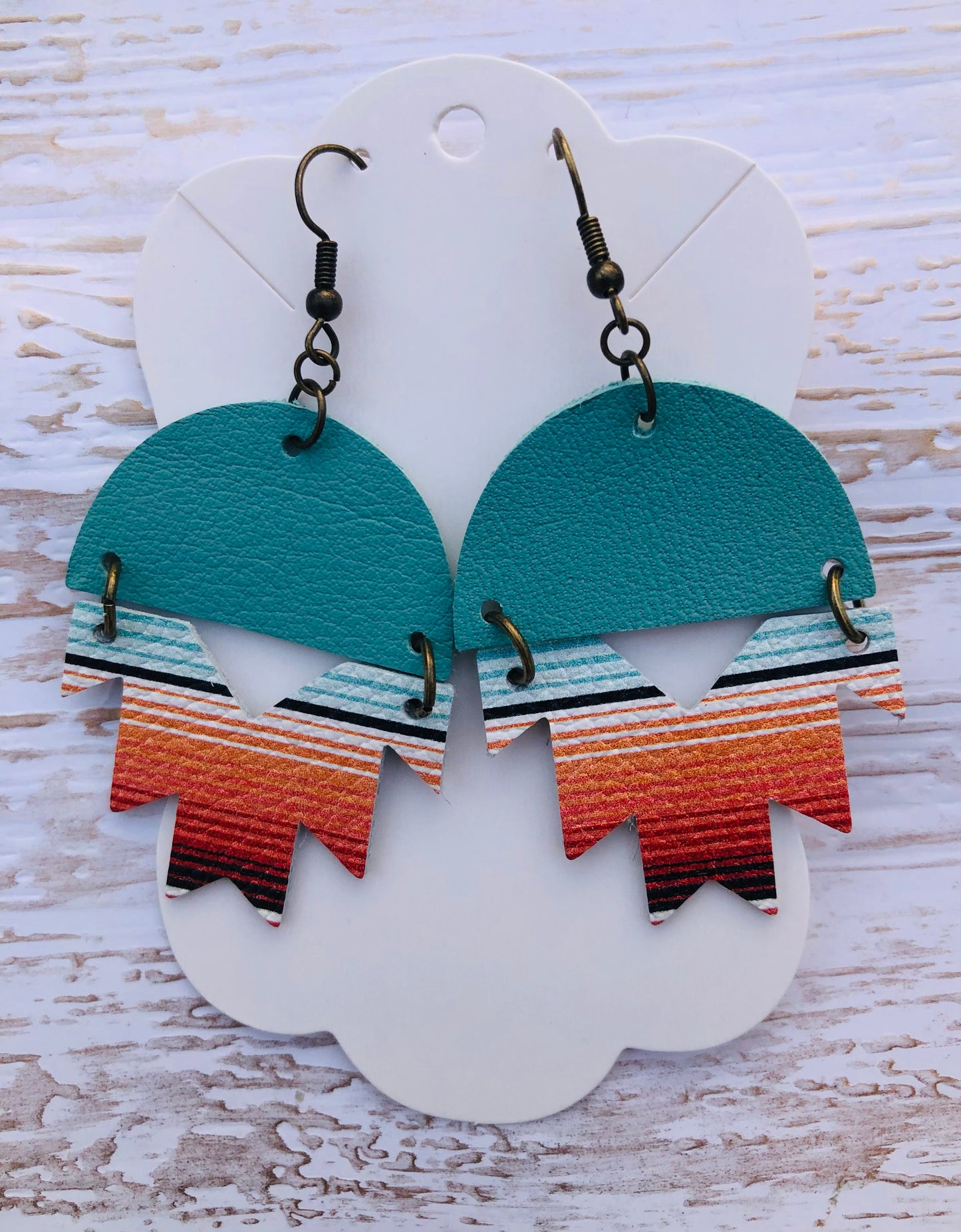 Teal Serape Aztec Earrings