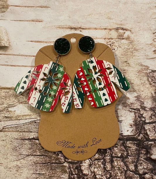 Christmas Ugly Sweater Earrings (green Druzy)