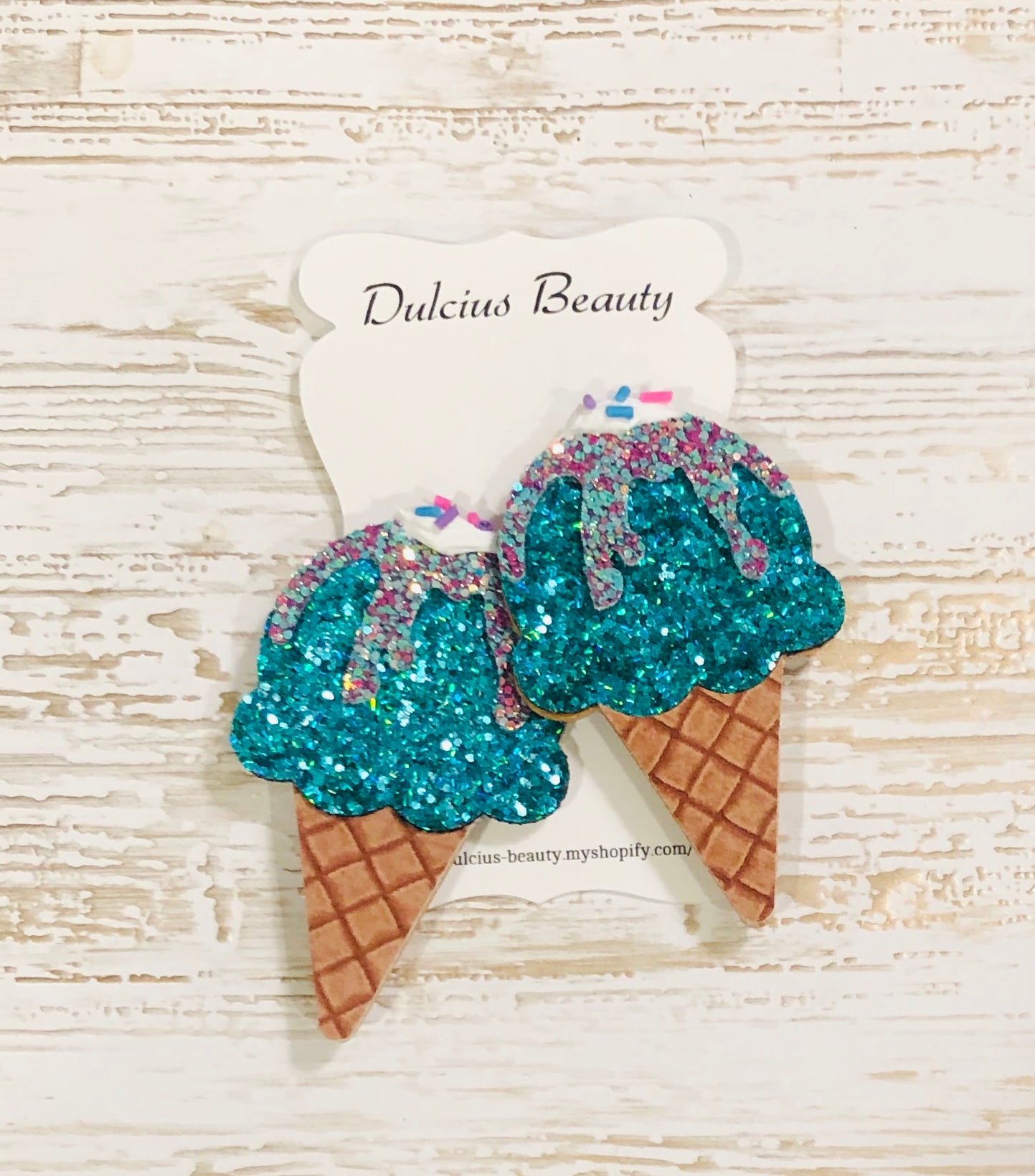 Teal Ice Cream Snap Clip Barrettes