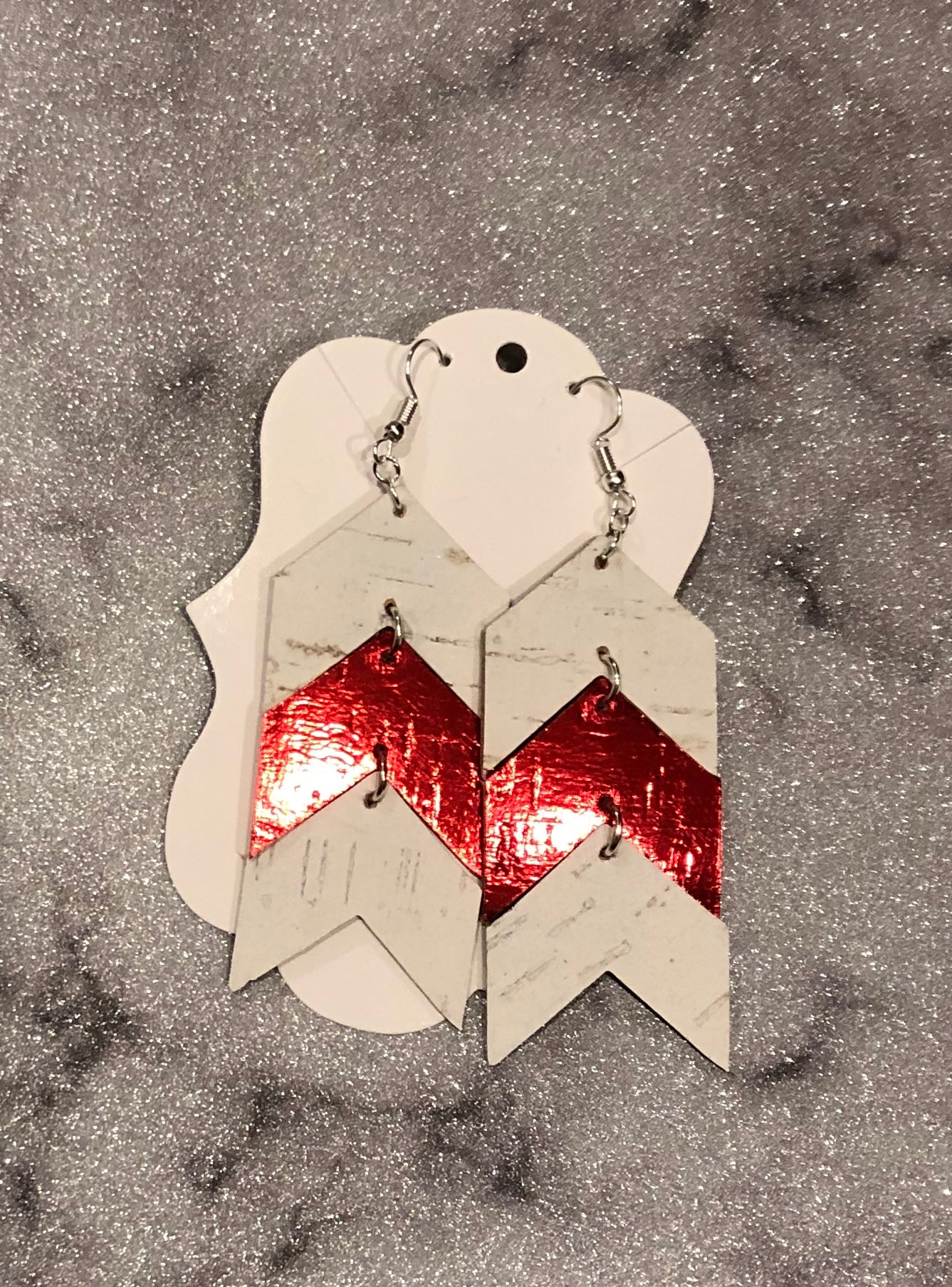 Husker Red  Chevron Earrings