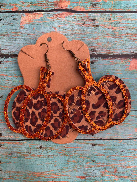 Large Cheetah Pumpkin Earrings