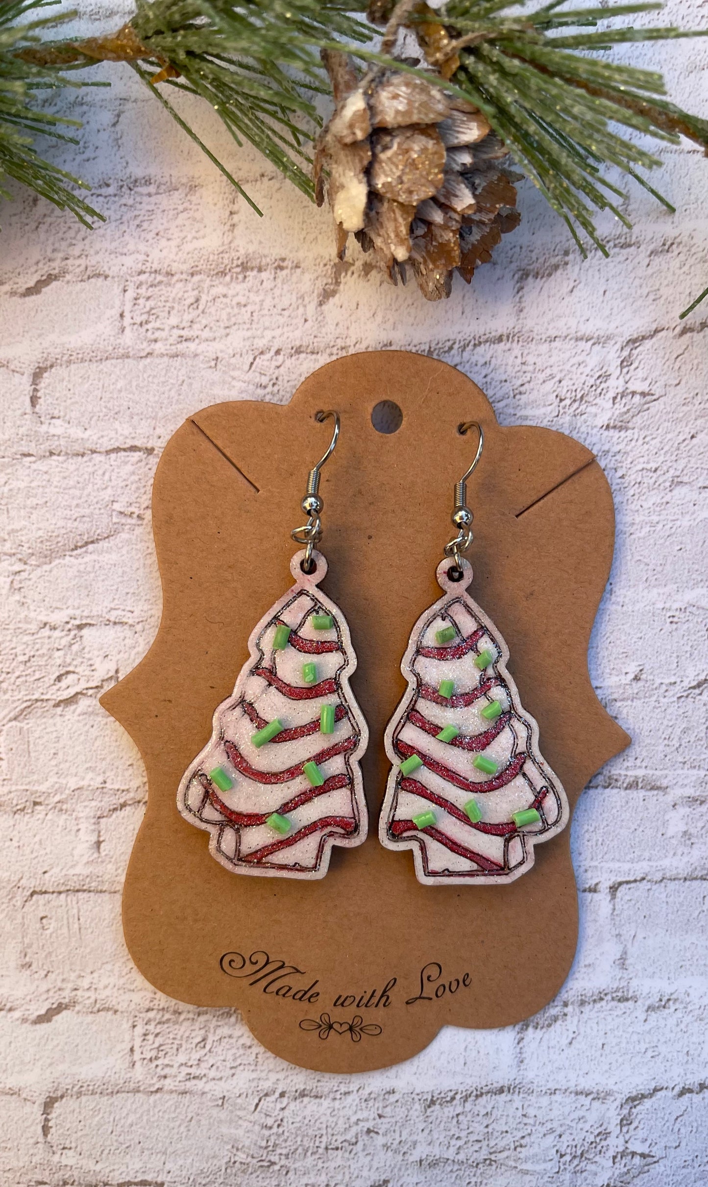 Christmas Tree Cake Earrings