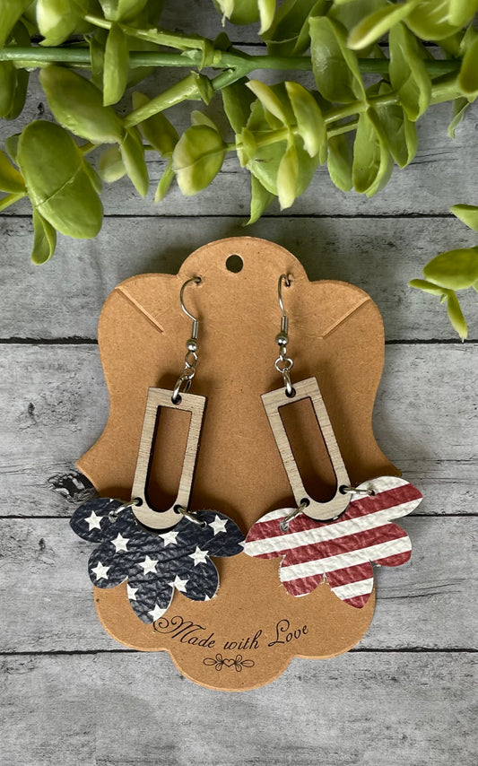 Patriotic Stella Leather Earrings