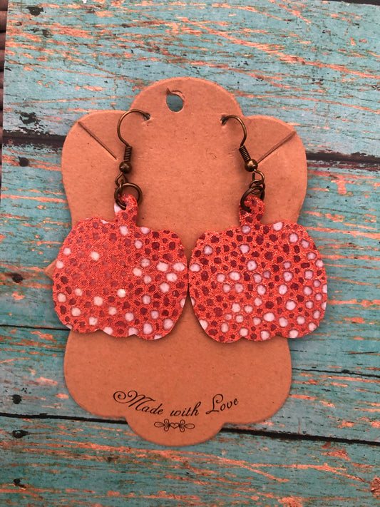 Genuine Leather Metallic Orange Mini Pumpkins