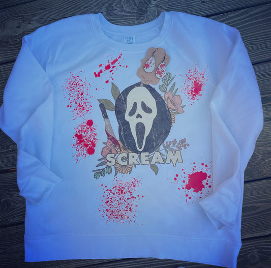 Scream Queen  Horror Sweatshirt and Earrings