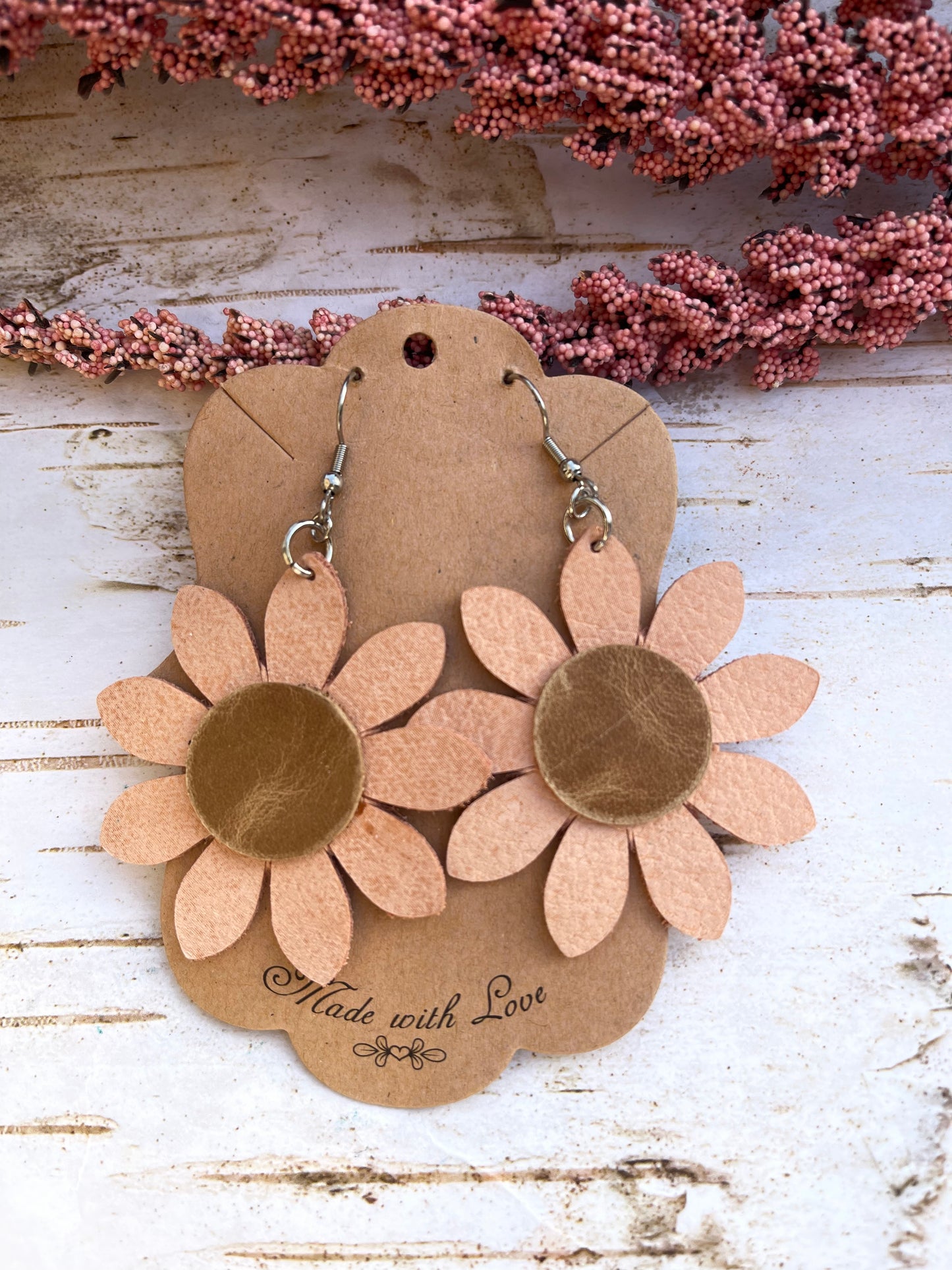 Peach Floral Earrings