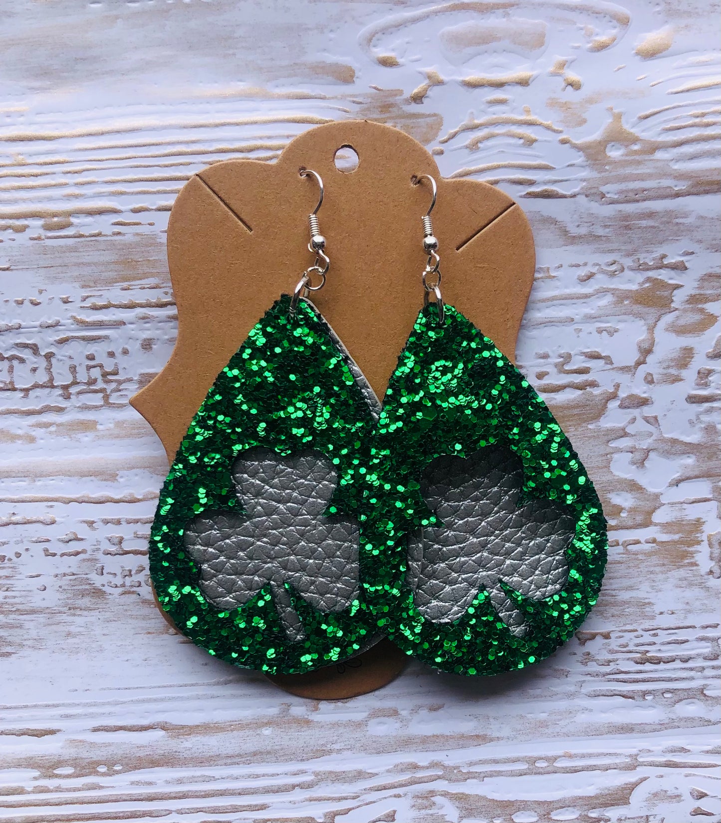 Shamrock Green and Silver Teardrop Cut-Outs