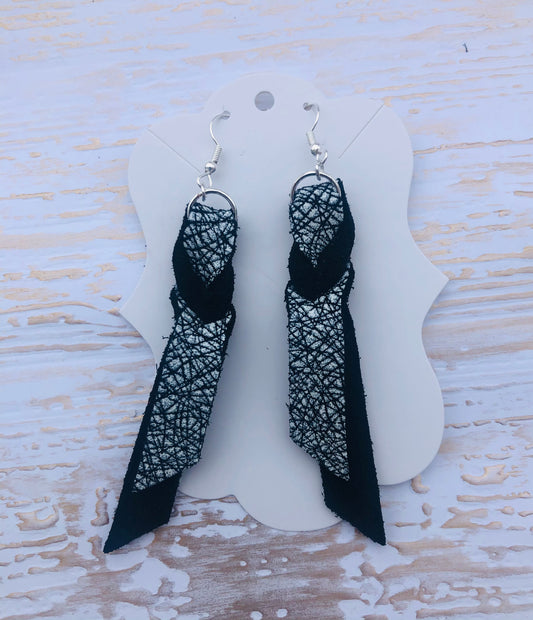 Black and White Love Knot Earrings