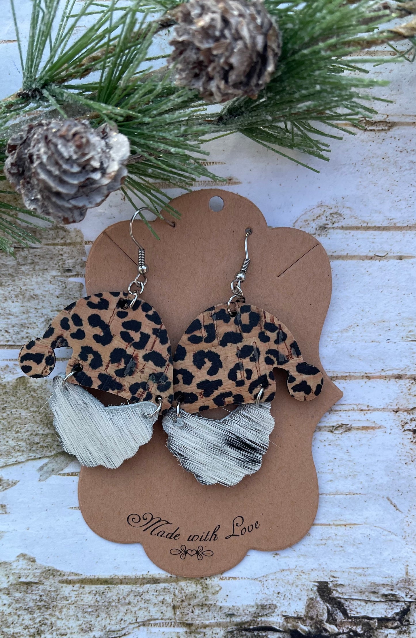 Leopard Santa Earrings