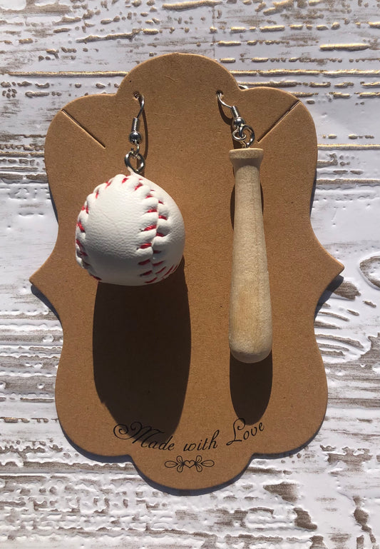 Ball and Bat Baseball Dangles