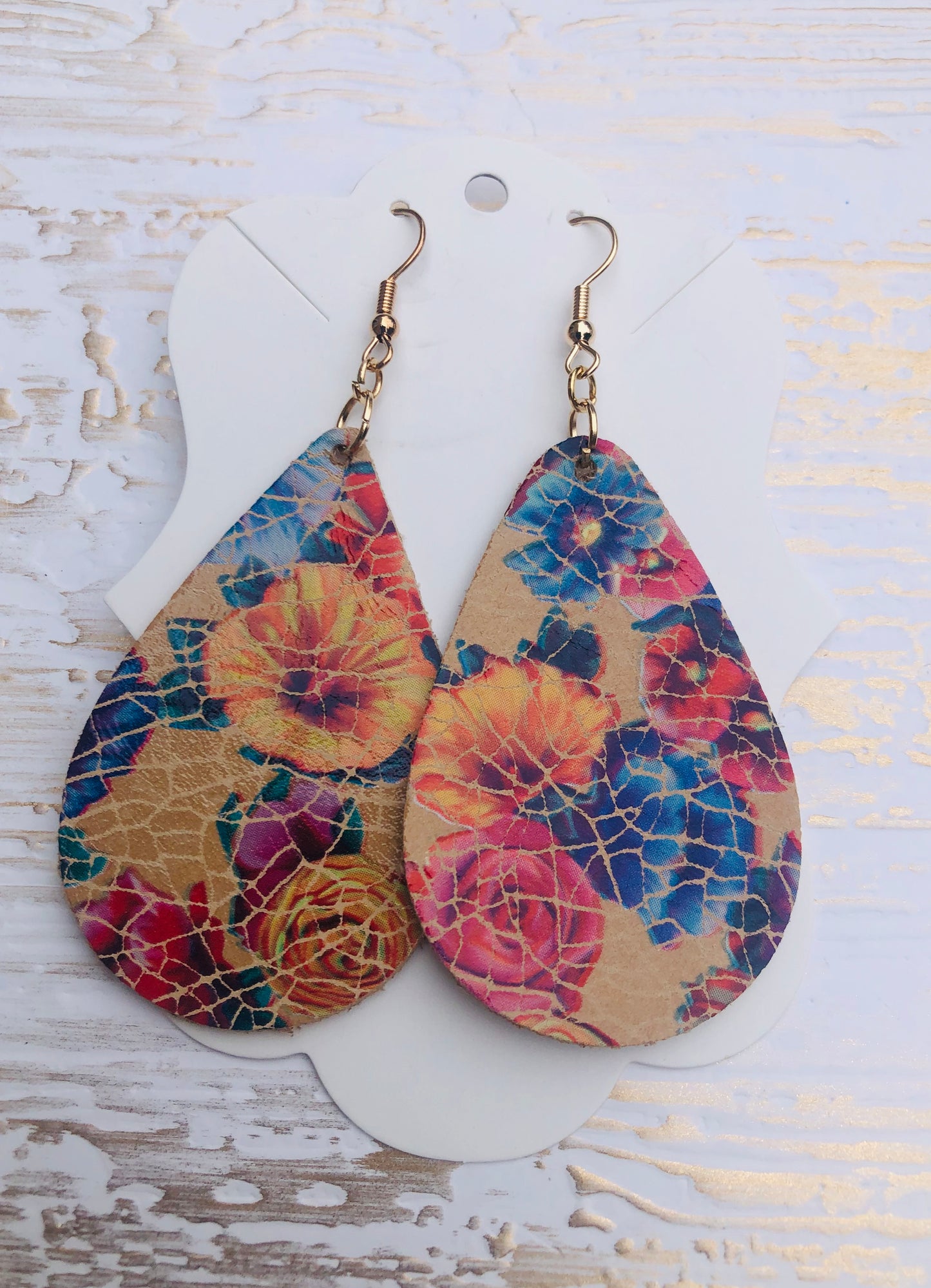 55 mm Mosaic Flower Teardrop Earrings