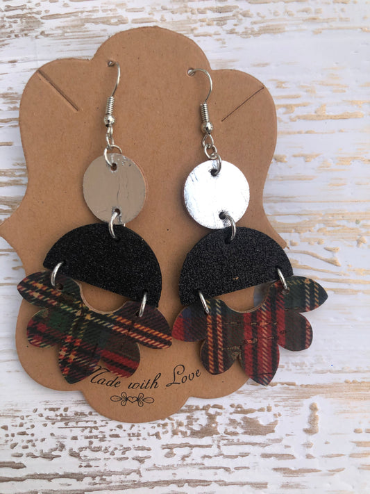 Tartan Plaid Stella Genuine Leather and Cork Earrings