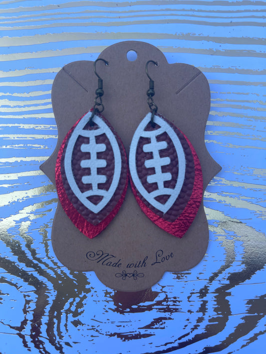 Triple Layer Nebraska Football Earrings