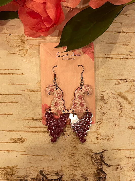 Acrylic Valentine Gnome Earrings