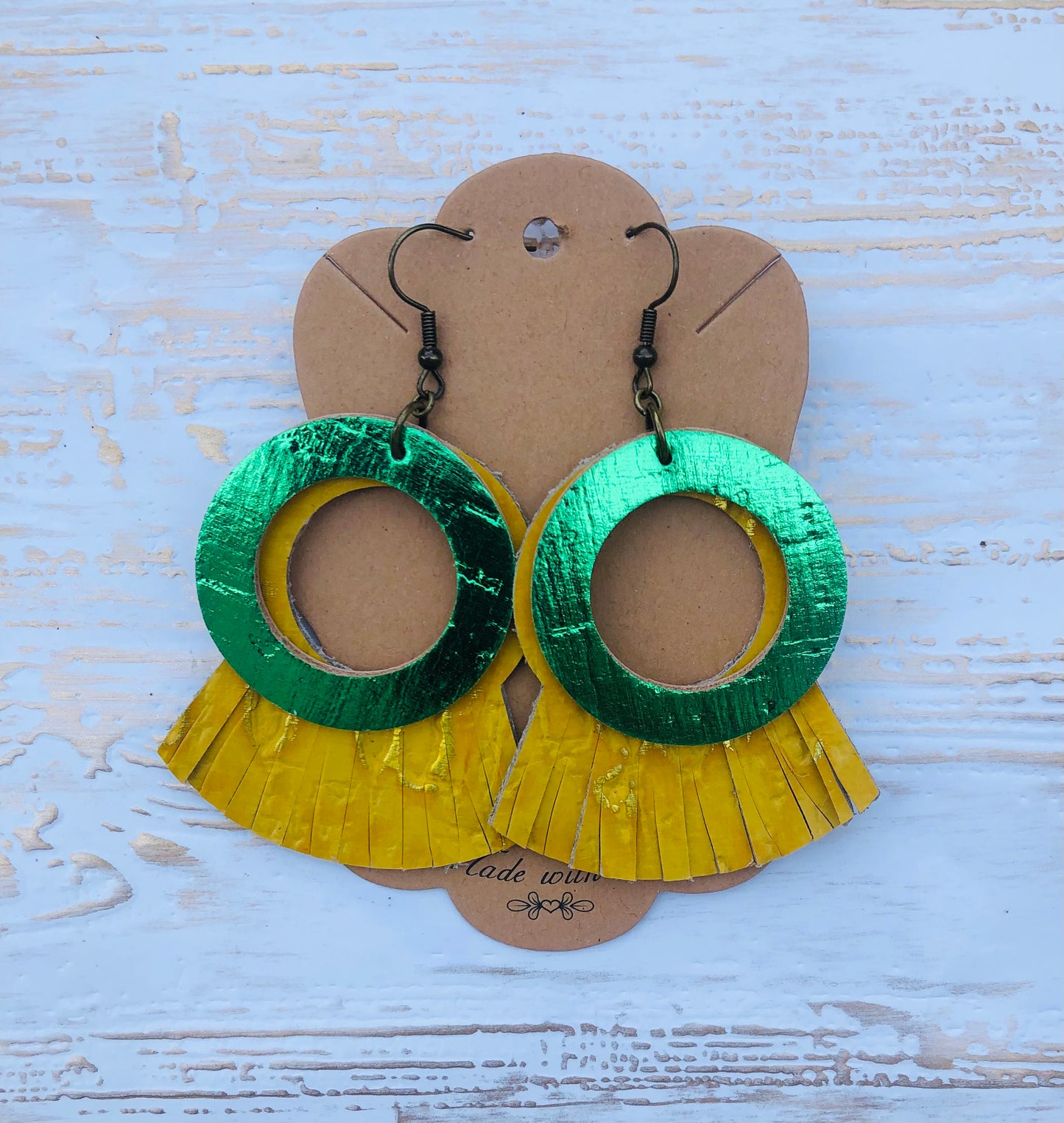 Ring of Fire Pineapple Inspired Cork and Genuine Leather Earrings