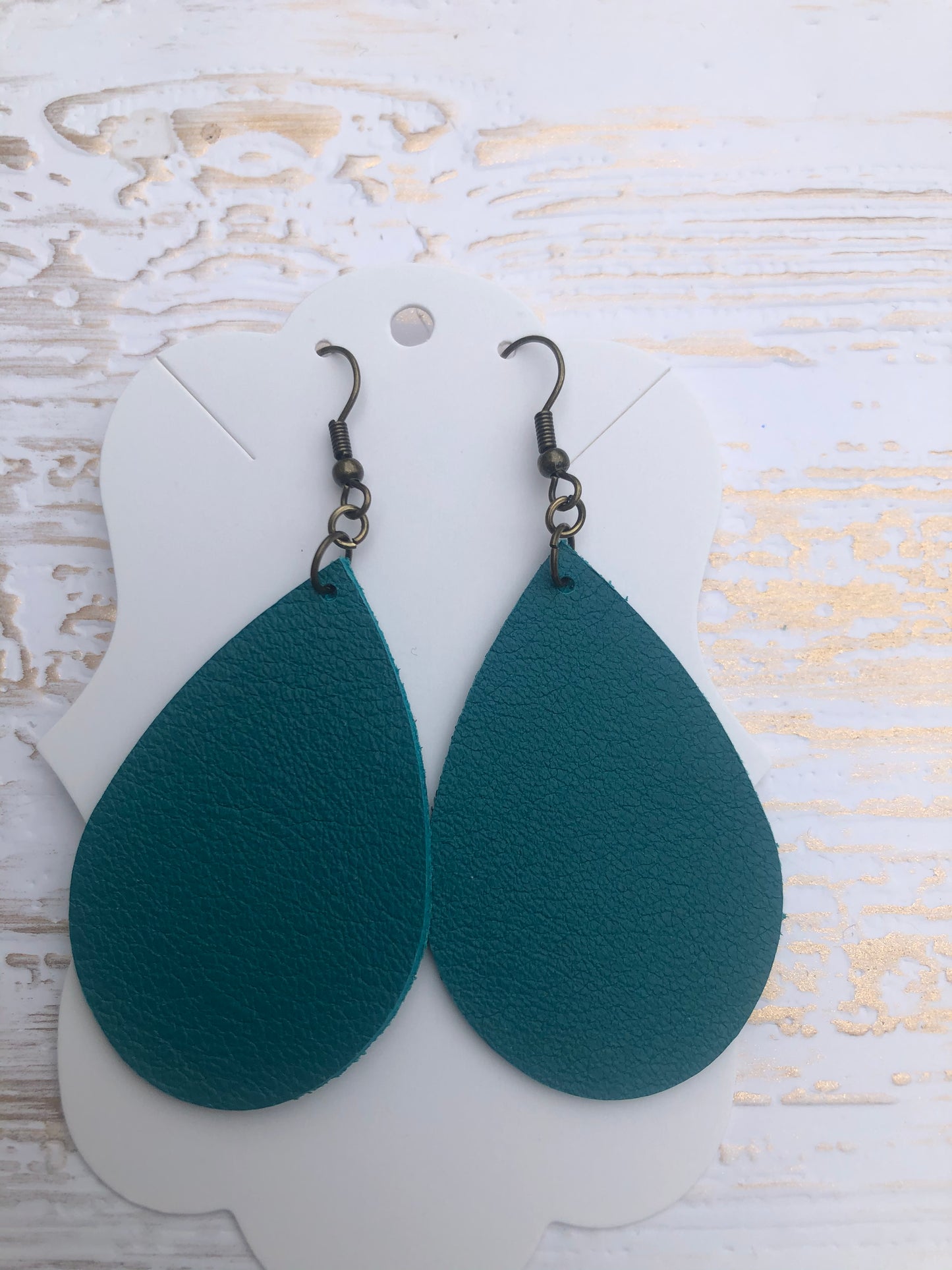 Small Teal Genuine Leather Teardrops